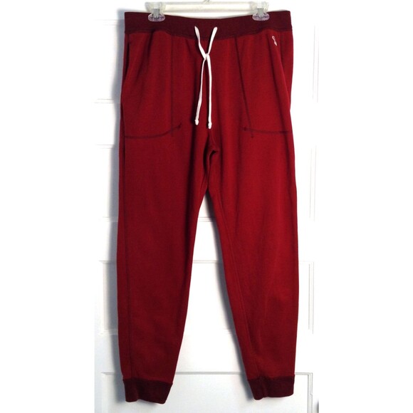 Abercrombie & Fitch Jogger Sweatpants Men L Burgundy Drawstring Warm Cozy Y2K - Picture 1 of 10
